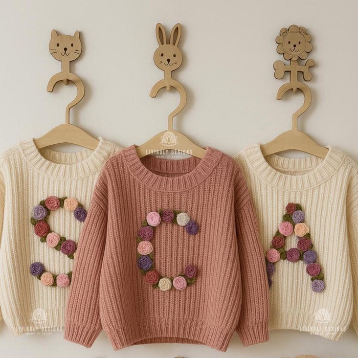 Personalized Letter Baby Sweater | Custom Hand-Embroidered Jumper | Baby & Toddler Gift | Keepsake Sweater | Baby Gift