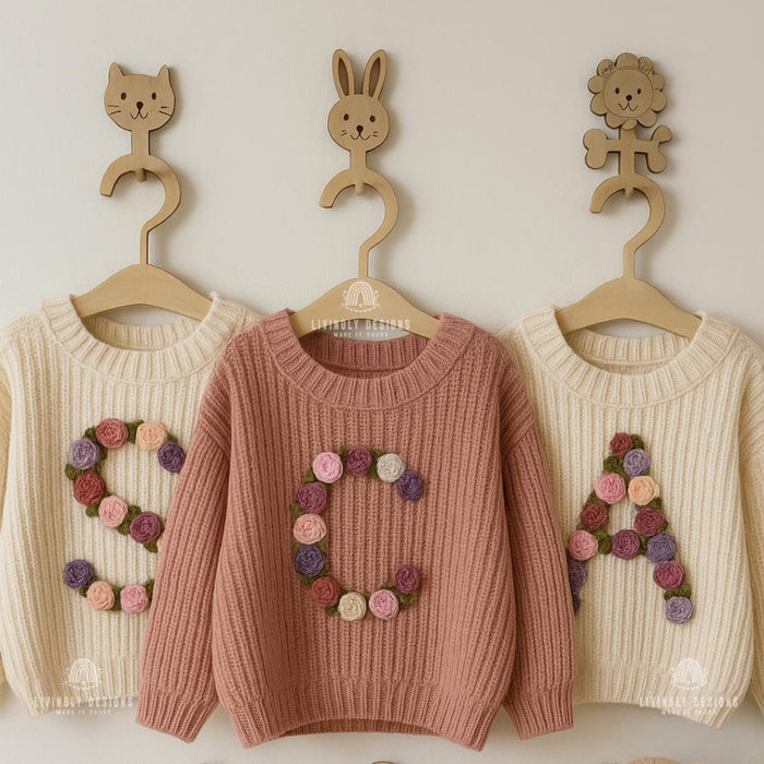 Custom Letter Floral Monogram Kids Jumper
