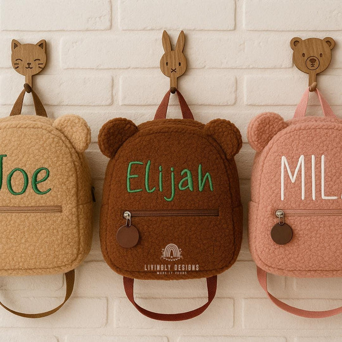 Personalized Name Soft Teddy Bear Toddler Backpack | Custom Embroidered Name | Back-to-School Keepsake | Teddy Bear Backpack Custom Backpack