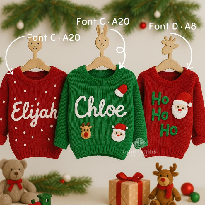 Custom Holiday Baby Sweater | Custom Name Toddler Jumper | Hand-Embroidered Baby Gift | Baby Keepsake | Festive Personalized Baby Outfit