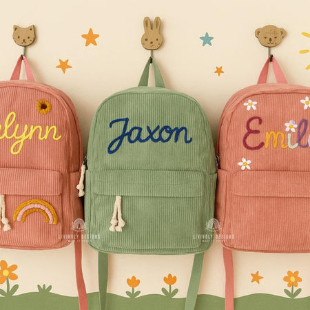 Custom Name Toddler Backpack | Kids School Bag | Hand Embroidered | Custom Keepsake | Preschool Kindergarten Backpack, Personalized Backpack