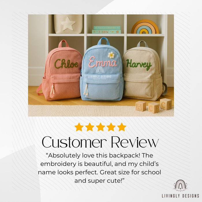 Personalized Name Toddler Backpack | Kids School Bag | Hand Embroidered | Custom Keepsake | Preschool Kindergarten Backpack