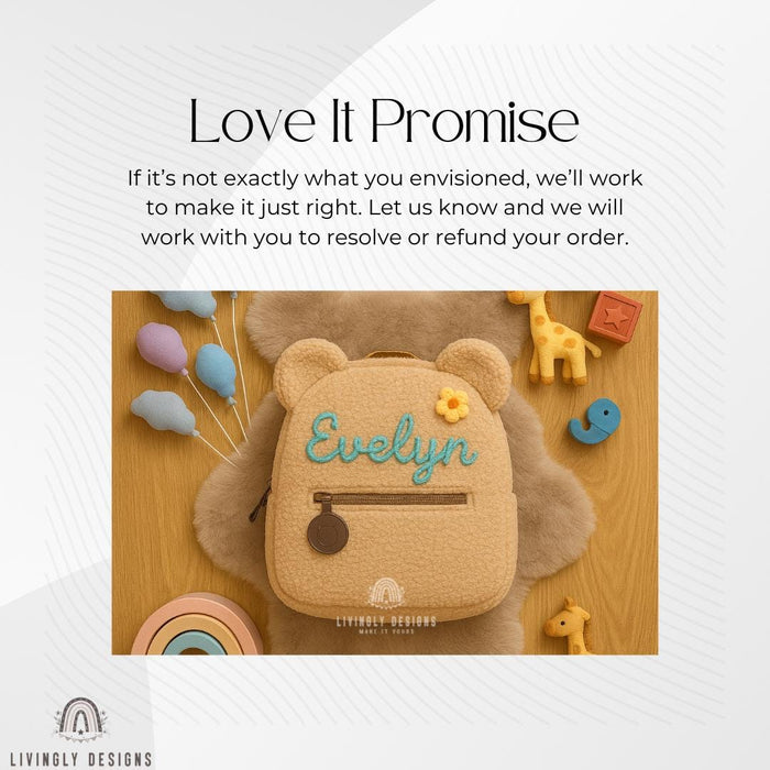 Personalized Teddy Bear Backpack: Soft Sherpa Kids School Bag