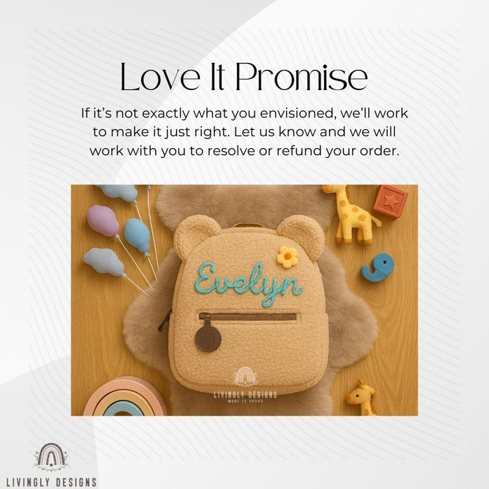 Personalized Teddy Bear Backpack Soft Sherpa Kids School Bag