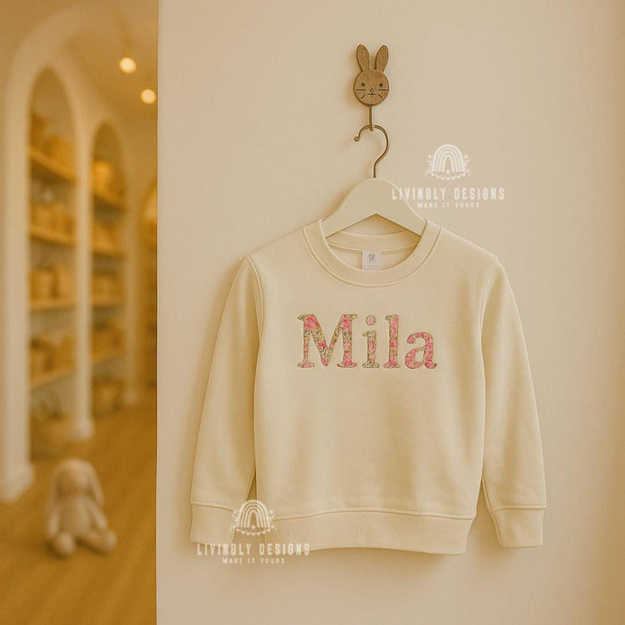 Personalized Letter/Name Child Floral Sweater | Machine Embroidered Sweater | Custom Kids Sweater | Custom Keepsake | Soft Sweatshirt | Gift