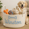 Custom Pet Name Toy Storage Basket | Dog or Cat Pet Toy Storage Bin | Embroidered Pet Gift | Personalized Dog Basket | Home Organizer Gift