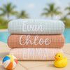 Custom Name Hooded Beach Towel for Kids | Personalized Swim Poncho | Custom Embroidered Cover Up | Cotton Towel Gift | Custom Swim Towel