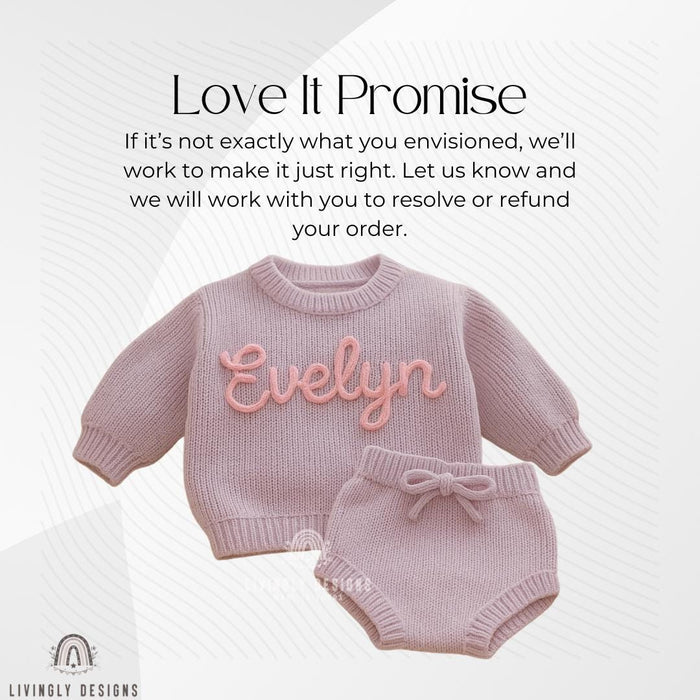Personalized Name Baby Toddler Sweater & Shorts Set | Baby Gift Set | Personalized Keepsake | Hand-Embroidered Sweater |Custom Clothing Gift
