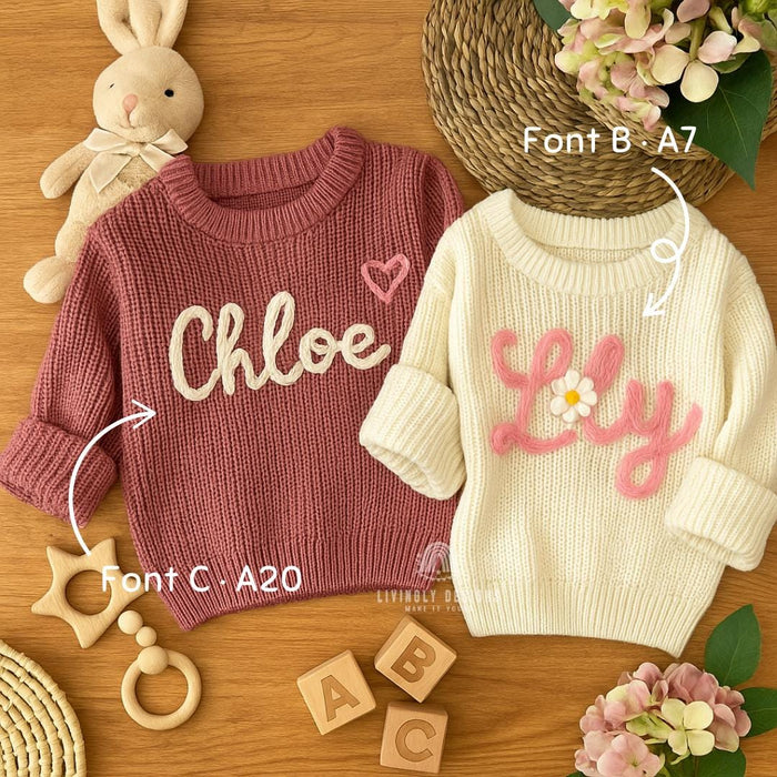 Personalized Name Baby Sweater | Custom Name Jumper | Hand-Embroidered Baby Sweater | Toddler Sweater | Baby Keepsake | Personalized Gift