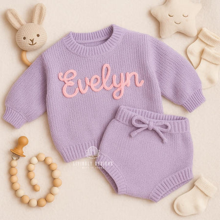 Personalized Name Baby Toddler Sweater & Shorts Set | Baby Gift Set | Personalized Keepsake | Hand-Embroidered Sweater |Custom Clothing Gift