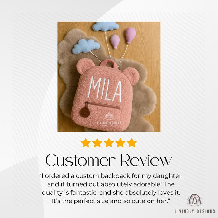 Personalized Name Soft Teddy Bear Toddler Backpack | Custom Embroidered Name | Back-to-School Keepsake | Teddy Bear Backpack Custom Backpack