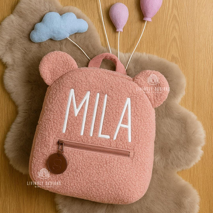 Custom Embroidered Name Teddy Bear Backpack