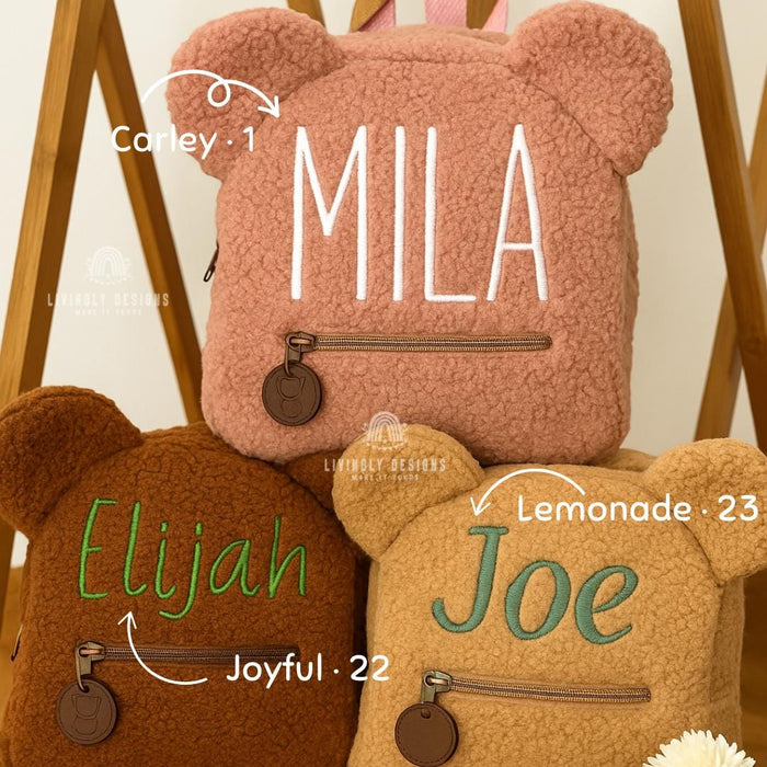 Custom Embroidered Name Teddy Bear Backpack