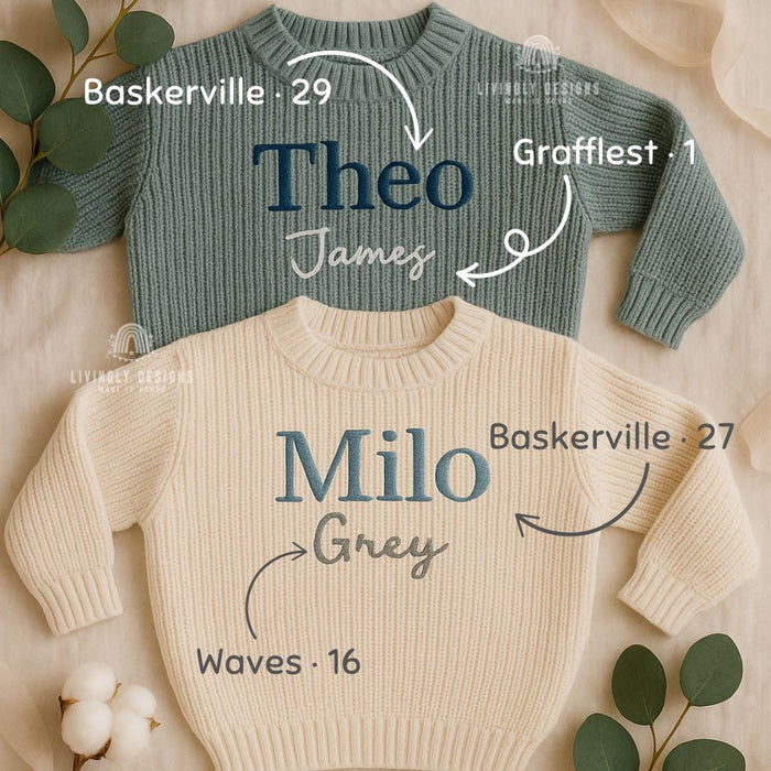 Custom Name Baby Sweater | Embroidered Toddler Sweater | Personalized Baby Sweater | Custom Keepsake | Soft Baby Toddler Sweater | Baby Gift