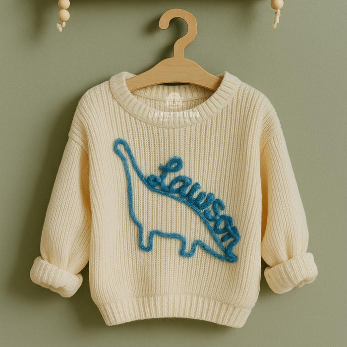 Custom Name Dinosaur Kids Sweater