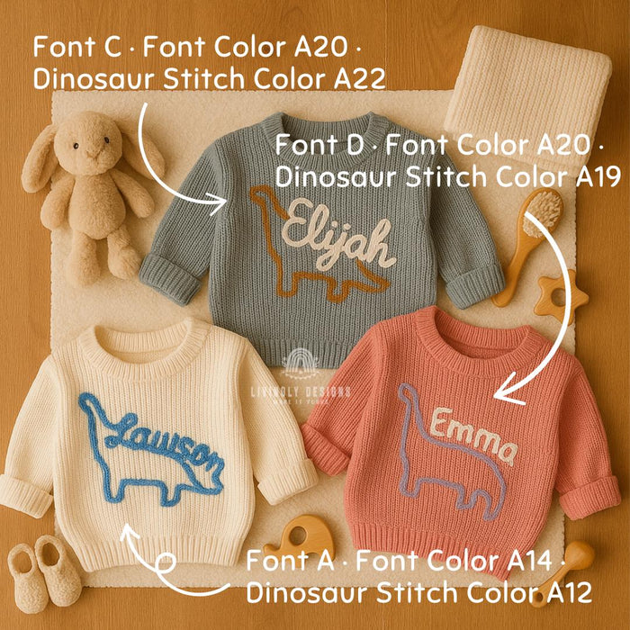 Custom Name Dinosaur Kids Sweater
