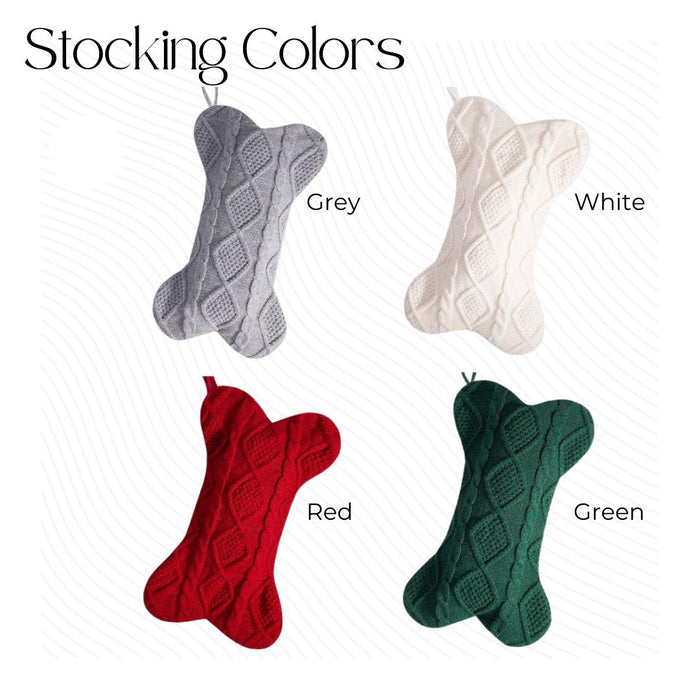 Personalized Dog Bone Christmas Stocking – Custom Embroidered Pet Stocking – Unique Holiday Gift for Dog Lovers