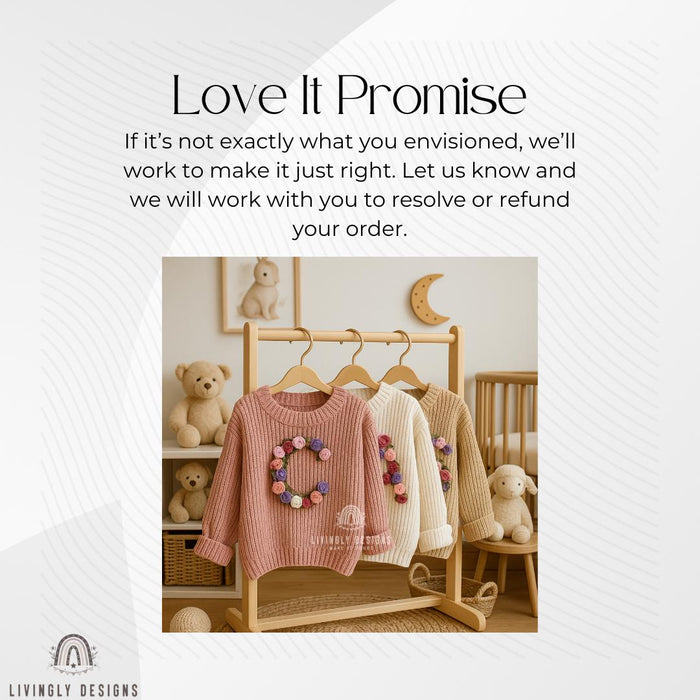 Personalized Letter Baby Sweater | Custom Hand-Embroidered Jumper | Baby & Toddler Gift | Keepsake Sweater | Baby Gift