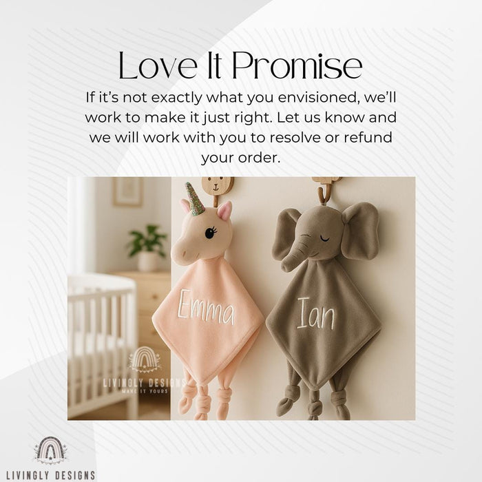 Personalized Baby Comfort Blanket Elephant Bunny Unicorn