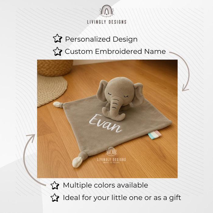 Personalized Baby Comfort Blanket Elephant Bunny Unicorn