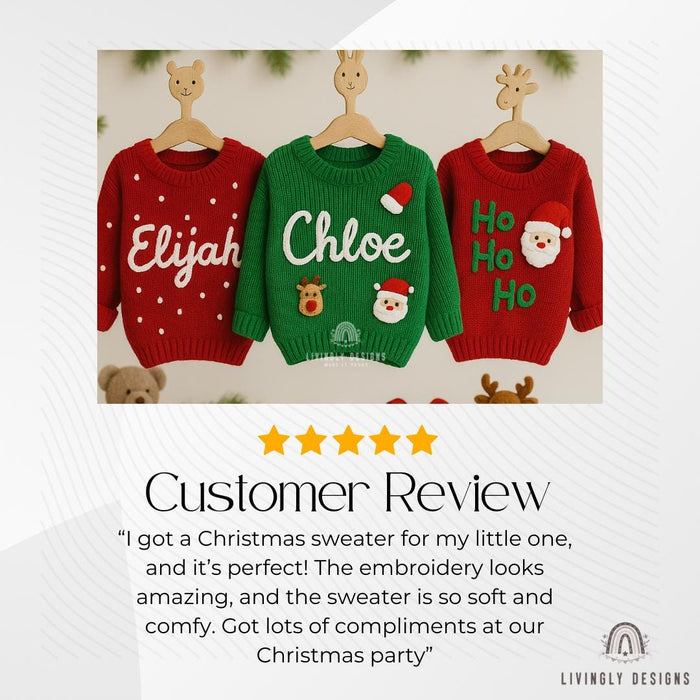 Custom Holiday Baby Sweater | Custom Name Toddler Jumper | Hand-Embroidered Baby Gift | Baby Keepsake | Festive Personalized Baby Outfit
