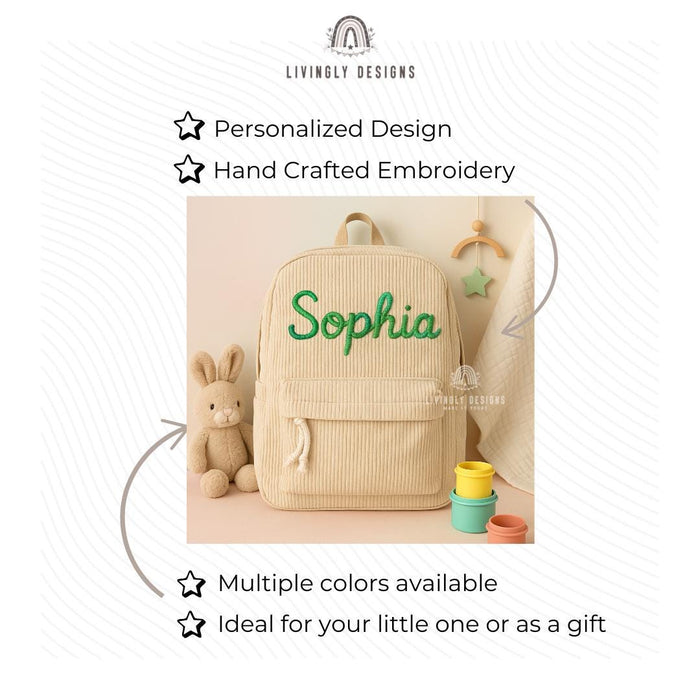 Personalized Name Toddler Backpack | Kids School Bag | Hand Embroidered | Custom Keepsake | Preschool Kindergarten Backpack