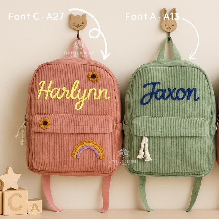 Personalized Name Toddler Backpack | Kids School Bag | Hand Embroidered | Custom Keepsake | Preschool Kindergarten Backpack