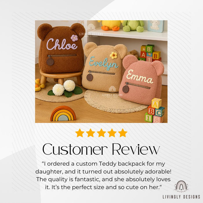 Personalized Teddy Bear Backpack: Soft Sherpa Kids School Bag
