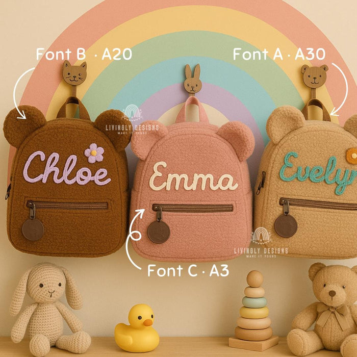 Personalized Teddy Bear Backpack: Soft Sherpa Kids School Bag