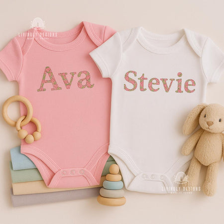 Custom Embroidered Baby Girl Romper | Personalized Floral Letter Onesie | Newborn Coming Home Outfit | Baby Shower Gift | Name Bodysuit