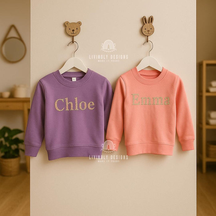 Personalized Floral Name Embroidered Kids Sweater