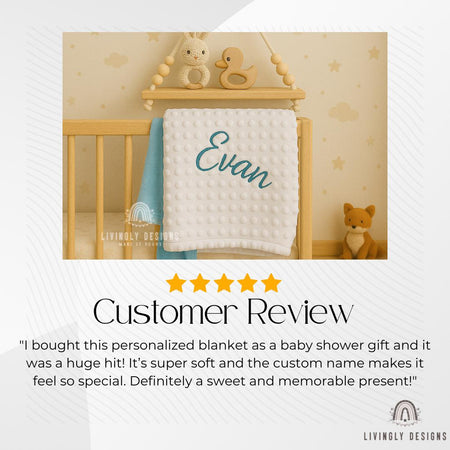 Custom Name Baby Blanket Hand Embroidered | Personalized Kids Blanket | Toddler Keepsake Blanket | Soft, Comfy Baby Blanket | Unique Blanket