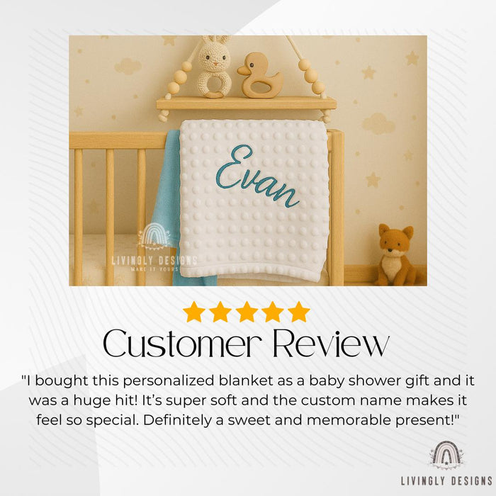 Custom Embroidered Baby Bubble Blanket with Satin Edge