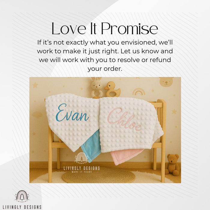 Custom Embroidered Baby Bubble Blanket with Satin Edge