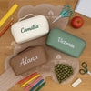 Custom Leather Stationery Bag with Embroidery | School & College Gifts | Pencil Pouch | Travel Case | Personalized Gift for Students, Pouch