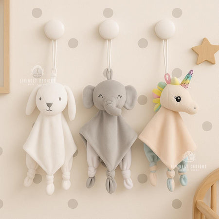 Personalized Name Baby Comfort Blanket | Custom Name Toy | Elephant Unicorn Bunny Cuddler | Newborn Gift | Nursery Keepsake | New Baby Gift