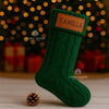 Personalized Name Christmas Stocking with Leather Patch | Family Custom Knit Stockings | Rustic Farmhouse Holiday Decor | Xmas Mantel Gift