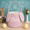 Custom Name Embroidered Bunny Basket | Corduroy Easter Basket for Kids | Easter Egg Hunt Bag | Cute Personalized Gift for Child | Tote Bag
