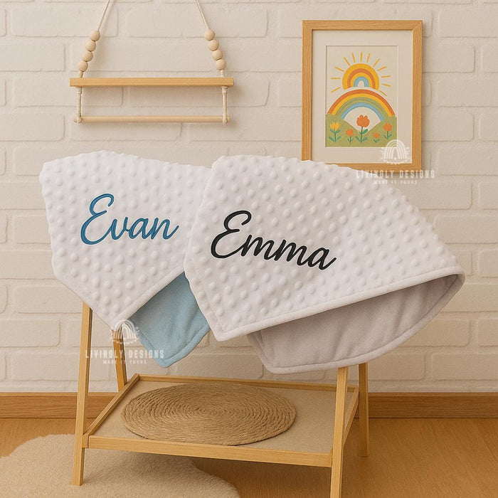 Custom Embroidered Baby Bubble Blanket with Satin Edge