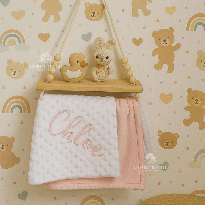 Custom Name Baby Blanket Hand Embroidered | Personalized Kids Blanket | Toddler Keepsake Blanket | Soft, Comfy Baby Blanket | Unique Blanket