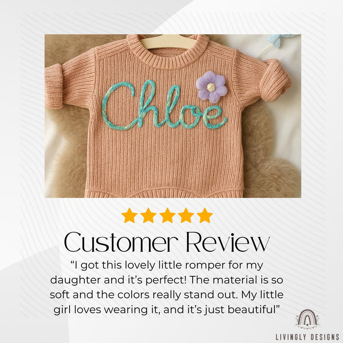 Custom Hand-Embroidered Knit Baby Romper