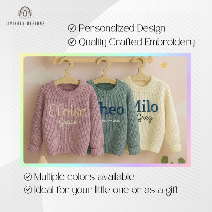 Custom Name Baby Sweater | Embroidered Toddler Sweater | Personalized Baby Sweater | Custom Keepsake | Soft Baby Toddler Sweater | Baby Gift