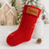 Personalized Name Christmas Stocking with Leather Patch | Family Custom Knit Stockings | Rustic Farmhouse Holiday Decor | Xmas Mantel Gift