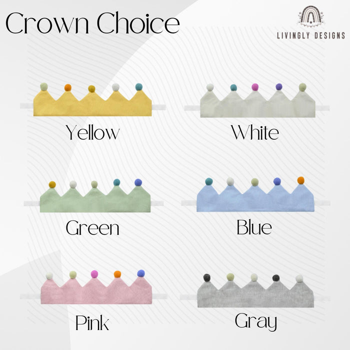 Personalized Name Linen Baby Crown Birthday Party Hat