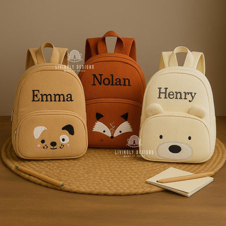 Personalized Name Animal Backpack for Kids | Custom Name Animal Bag | Preschool, Nursery Backpack Boys & Girls Embroidered Toddler Backpack