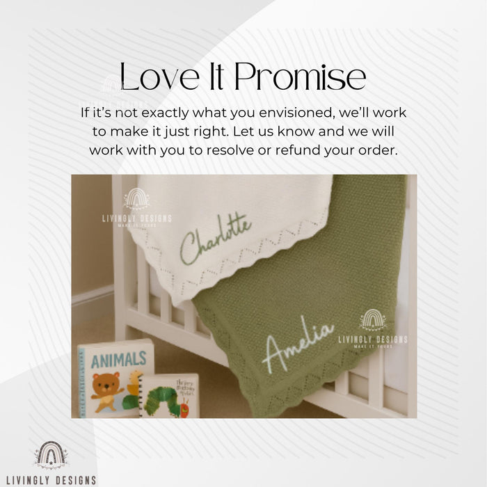 Personalized Knit Baby Blanket with Embroidered Name