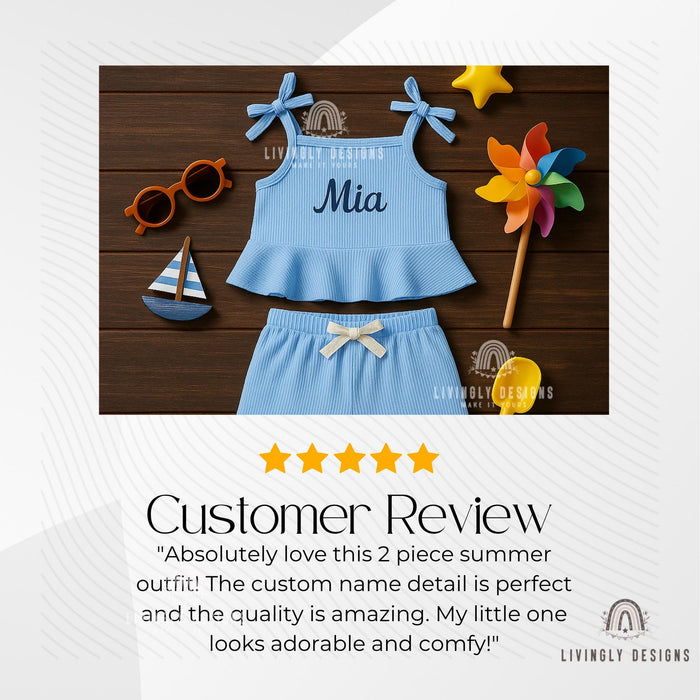 Personalized Girl's Summer Ruffled Outfit