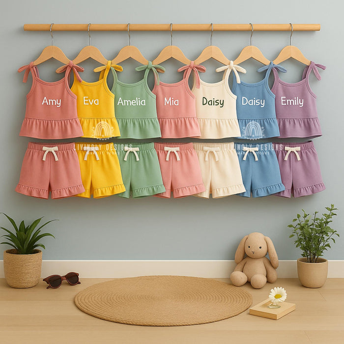 Personalized Girl's Summer Ruffled Outfit