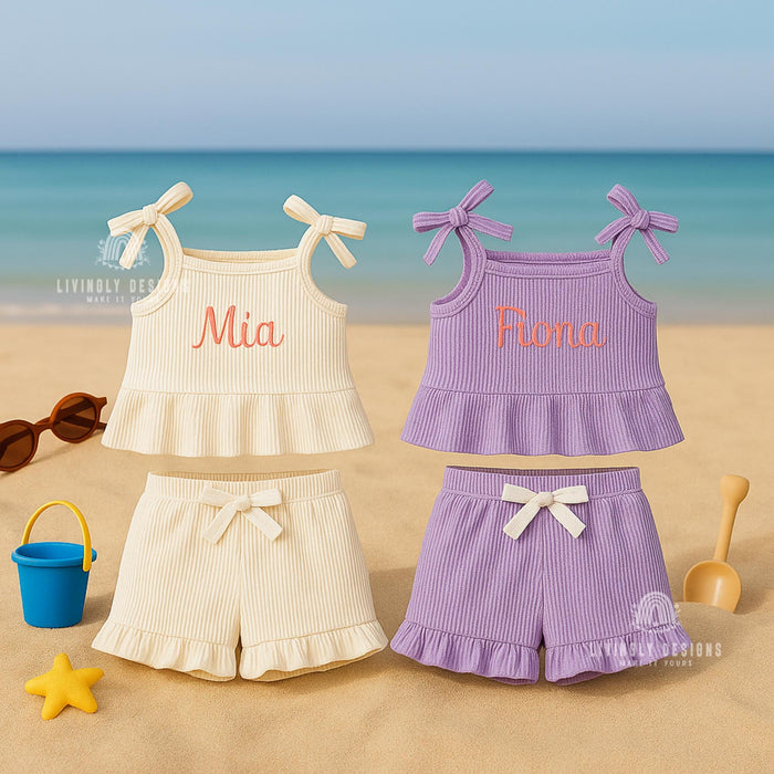Personalized Girl's Summer Ruffled Outfit