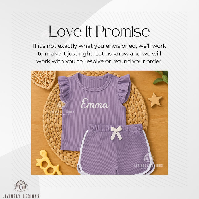 Personalized Embroidered Name Ruffle Top & Shorts